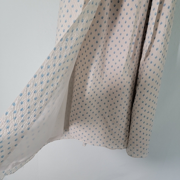 Rebecca Taylor Ikat Sleeveless Polkadot Wrap Dress Sz 2 White/Blue Ruffle - Picture 7 of 12